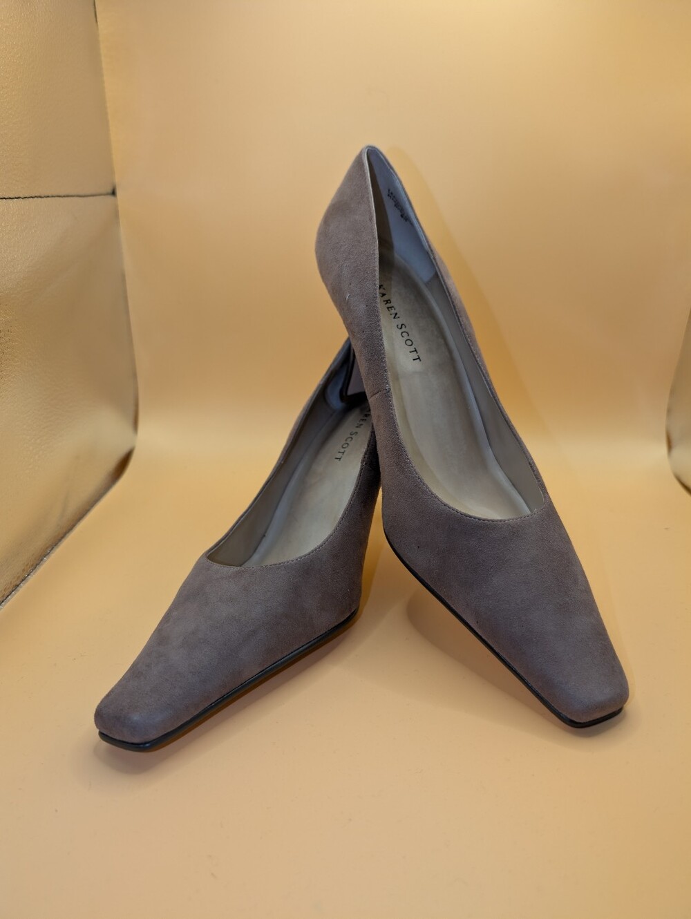 Karen Scott Taupe Suede Square-Toe Pumps 8